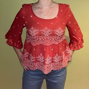 Red American Eagle Outfitters 3/4 sleeve blouse